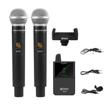 Laden Sie das Bild in den Galerie-Viewer, D Debra Wireless Microphone System DV-02H UHF 2-Channel Wireless Handheld Microphone with Remote Real-time Sound Monitor for DSLR Camera Vlog Phone Interview Live Recording
