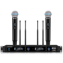 Load image into Gallery viewer, D Debra Audio T-M20 Wireless Microphone System - Pro UHF Automatic Search Dual Channel Wireless Mics Set with 490ft Range and 2 Cordless Dynamic Handheld Mics for Singing, Karaoke, Church, Party, and Stage