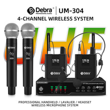 Laden Sie das Bild in den Galerie-Viewer, D Debra Audio UM304 Pro 4-Channel UHF Wireless Microphone System,260ft Range, ID Lock, Auto Frequency, idea for Stage Conference Interview Home Karaoke Wedding Conference Speech