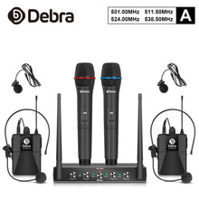 Cargar imagen en el visor de la galería, D Debra Audio AU400 Pro UHF 4 Channel Wireless Microphone System With Cordless Mics