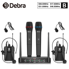 Cargar imagen en el visor de la galería, D Debra Audio AU400 Pro UHF 4 Channel Wireless Microphone System With Cordless Mics