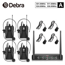 Cargar imagen en el visor de la galería, D Debra Audio AU400 Pro UHF 4 Channel Wireless Microphone System With Cordless Mics