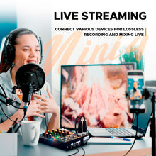 Carregar imagem no visualizador da galeria, D Debra Professional Audio Mixer Mini4, 4 Channel Sound Board Mixing Console with Bluetooth, Mic Preamps & TypeC, OTG Audio Interface for PC Smartphone Studio Recording Webcast