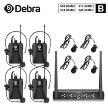 Cargar imagen en el visor de la galería, D Debra Audio AU400 Pro UHF 4 Channel Wireless Microphone System With Cordless Mics