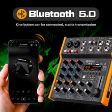 Load image into Gallery viewer, D Debra R4/R6 Professional Portable Multi-Functional Mixer Audio with 99 DSP Reverb Effects Mic Preamps and USB for DJ Mixer Console Karaoke Home Recording Studio