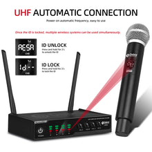 Laden Sie das Bild in den Galerie-Viewer, D Debra Audio UM304 Pro 4-Channel UHF Wireless Microphone System,260ft Range, ID Lock, Auto Frequency, idea for Stage Conference Interview Home Karaoke Wedding Conference Speech