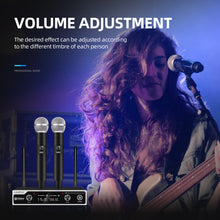 Load image into Gallery viewer, Wireless Microphone System D Debra UHF UBR-102 with Dual Cordless Mics, 260ft Range, Suitable for Church, Lectures, Karaoke, Weddings, DJ, and Bars