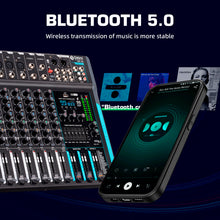 Charger l'image dans la galerie, Audio Mixer 10 Channel Professional Stereo Sound Mixer with 99 DSP Reverb / 7 Band Balance/USB Port, Input 48 V Phantom Power, One Click Mute for Recording DJ Stage Music Application