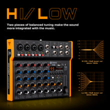 Load image into Gallery viewer, D Debra R4/R6 Professional Portable Multi-Functional Mixer Audio with 99 DSP Reverb Effects Mic Preamps and USB for DJ Mixer Console Karaoke Home Recording Studio