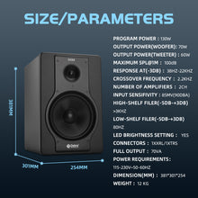 Load image into Gallery viewer, D Debra DX8A Audio Monitor Speakers with Volume Control XLR/6.5mm Inputs, Ideal for Music Production, Live Broadcasting, Gaming, Small Performances
