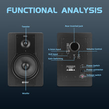 Load image into Gallery viewer, D Debra DX8A Audio Monitor Speakers with Volume Control XLR/6.5mm Inputs, Ideal for Music Production, Live Broadcasting, Gaming, Small Performances