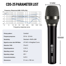 Load image into Gallery viewer, D Debra CDS-25 Wired Dynamic Microphone, Cardioid Dynamic Vocal Handheld Mic with XLR Interface Mic Clips, Suited for Speakers, Karaoke Singing Machine, Amp, Mixer Audio