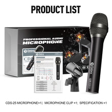 Load image into Gallery viewer, D Debra CDS-25 Wired Dynamic Microphone, Cardioid Dynamic Vocal Handheld Mic with XLR Interface Mic Clips, Suited for Speakers, Karaoke Singing Machine, Amp, Mixer Audio