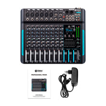 Charger l'image dans la galerie, Audio Mixer 10 Channel Professional Stereo Sound Mixer with 99 DSP Reverb / 7 Band Balance/USB Port, Input 48 V Phantom Power, One Click Mute for Recording DJ Stage Music Application
