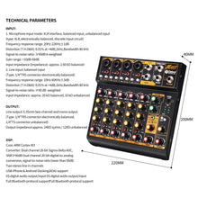 Load image into Gallery viewer, Audio Mixer Mini6 Professional,Sounds Mixer for Streaming,6 Channel Audio Mixer,Usb Audio Interface and 48V Phantom Power Bluetooth for Podcasting Mixer,Live Performance, Recording, DJ, PC