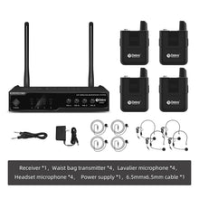Laden Sie das Bild in den Galerie-Viewer, D Debra Audio UM304 Pro 4-Channel UHF Wireless Microphone System,260ft Range, ID Lock, Auto Frequency, idea for Stage Conference Interview Home Karaoke Wedding Conference Speech