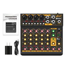 Load image into Gallery viewer, Audio Mixer Mini6 Professional,Sounds Mixer for Streaming,6 Channel Audio Mixer,Usb Audio Interface and 48V Phantom Power Bluetooth for Podcasting Mixer,Live Performance, Recording, DJ, PC