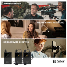 Load image into Gallery viewer, Debra Audio DV-01/02 UHF Wireless Microphone System with Lavalier Mic 30 Selectable Channels 50m Range for DSLR Camera Phone Live Recording