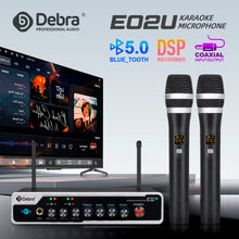 Загрузить изображение в средство просмотра галереи, D Debra Audio E02U UHF Dual-Channel Wireless Microphone System with DSP Reverb Volume Control, 164 Feet Range for Karaoke Church Party