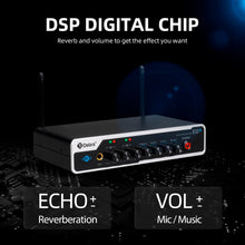 Загрузить изображение в средство просмотра галереи, D Debra Audio E02U UHF Dual-Channel Wireless Microphone System with DSP Reverb Volume Control, 164 Feet Range for Karaoke Church Party