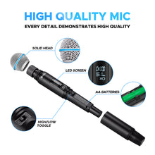 Load image into Gallery viewer, D Debra Audio T-M20 Wireless Microphone System - Pro UHF Automatic Search Dual Channel Wireless Mics Set with 490ft Range and 2 Cordless Dynamic Handheld Mics for Singing, Karaoke, Church, Party, and Stage