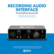 Load image into Gallery viewer, D Debra USB Audio Interface 24 BIT/192 KHZ with XLR, Phantom Power, Direct Monitoring, Sound Card for PC Recording, Streaming, Guitarist, Vocalist and Podcasting