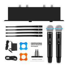 Load image into Gallery viewer, D Debra Audio T-M20 Wireless Microphone System - Pro UHF Automatic Search Dual Channel Wireless Mics Set with 490ft Range and 2 Cordless Dynamic Handheld Mics for Singing, Karaoke, Church, Party, and Stage