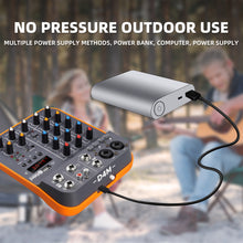 Laden Sie das Bild in den Galerie-Viewer, D Debra Audio D4M Audio Mixer, 4-Channel Portable DJ Mixer Console with MP3 USB Bluetooth, 48V Phantom Power, Mini Sound Mixing Board for Live, Wedding, Party, Recording Broadcast
