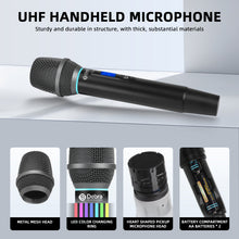 Load image into Gallery viewer, D Debra Audio UL-200H Pro UHF 2-Channel Wireless Microphone System with Metal Handheld Mics Receiver, 7-Color Breathing Indicator Light, Ideal for Karaoke Church Party Wedding
