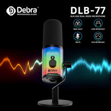 Load image into Gallery viewer, D Debra Audio DLB-77 USB/XLR Dynamic Condenser Microphone with RGB Lighting - Cardioid Gaming Mic, Touch Controls, 192kHz/24bit HD Audio for Streaming, Podcast & Recording