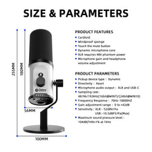 Load image into Gallery viewer, D Debra Audio DLB-77 USB/XLR Dynamic Condenser Microphone with RGB Lighting - Cardioid Gaming Mic, Touch Controls, 192kHz/24bit HD Audio for Streaming, Podcast & Recording