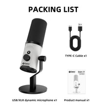 Load image into Gallery viewer, D Debra Audio DLB-77 USB/XLR Dynamic Condenser Microphone with RGB Lighting - Cardioid Gaming Mic, Touch Controls, 192kHz/24bit HD Audio for Streaming, Podcast & Recording