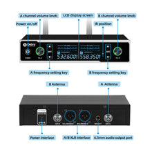 Cargar imagen en el visor de la galería, D Debra Audio R202 Pro 2x100 Channels UHF Wireless Microphone System with Cordless Handheld Lavalier Headset Mics, DSP PLL Anti-Interference, Ideal for Karaoke Church Party