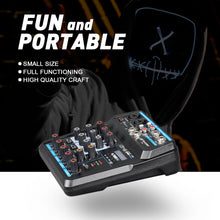 Load image into Gallery viewer, Audio Mixer D Debra Audio 4/6-Channel DJ Mixer Console with MP3 USB Bluetooth, Sound Mixing Board for Live, Wedding, Party, Recording Broadcast