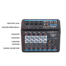 Load image into Gallery viewer, Audio Mixer D Debra Audio 4/6-Channel DJ Mixer Console with MP3 USB Bluetooth, Sound Mixing Board for Live, Wedding, Party, Recording Broadcast