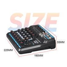 Load image into Gallery viewer, Audio Mixer D Debra Audio 4/6-Channel DJ Mixer Console with MP3 USB Bluetooth, Sound Mixing Board for Live, Wedding, Party, Recording Broadcast