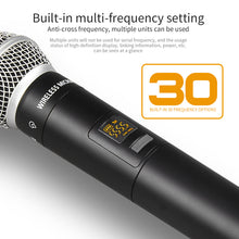 Laden Sie das Bild in den Galerie-Viewer, D Debra Wireless Microphone System DV-02H UHF 2-Channel Wireless Handheld Microphone with Remote Real-time Sound Monitor for DSLR Camera Vlog Phone Interview Live Recording