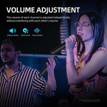 Carregar imagem no visualizador da galeria, D Debra Audio AU200 Pro UHF 2 Channel Wireless Microphone System with Cordless Handheld Lavalier Headset Mics, Metal Receiver, Ideal for Karaoke Church Party