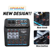 Load image into Gallery viewer, Audio Mixer D Debra Audio 4/6-Channel DJ Mixer Console with MP3 USB Bluetooth, Sound Mixing Board for Live, Wedding, Party, Recording Broadcast