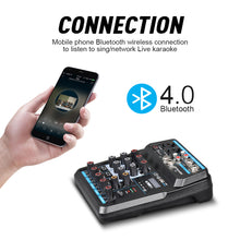 Load image into Gallery viewer, Audio Mixer D Debra Audio 4/6-Channel DJ Mixer Console with MP3 USB Bluetooth, Sound Mixing Board for Live, Wedding, Party, Recording Broadcast