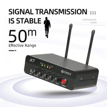 Laden Sie das Bild in den Galerie-Viewer, D Debra PRO X7 UHF Wireless Microphone System with Dual Handheld Mic Have Optical, Coaxial Input, Compatible with Active Speaker, TV, for Home Karaoke