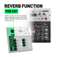 Carregar imagem no visualizador da galeria, D Debra Professional Audio Mixer DG-05, 5 Channel Sound Board Mixing Console ,Mic Preamps, Audio Interface for PC Smartphone Studio Recording Webcast