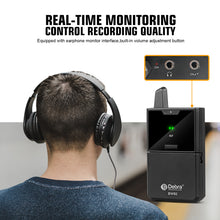 Laden Sie das Bild in den Galerie-Viewer, D Debra Wireless Microphone System DV-02H UHF 2-Channel Wireless Handheld Microphone with Remote Real-time Sound Monitor for DSLR Camera Vlog Phone Interview Live Recording