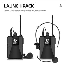 Carregar imagem no visualizador da galeria, D Debra Audio AU200 Pro UHF 2 Channel Wireless Microphone System with Cordless Handheld Lavalier Headset Mics, Metal Receiver, Ideal for Karaoke Church Party