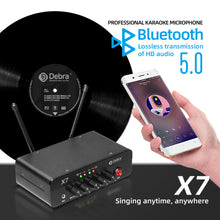 Laden Sie das Bild in den Galerie-Viewer, D Debra PRO X7 UHF Wireless Microphone System with Dual Handheld Mic Have Optical, Coaxial Input, Compatible with Active Speaker, TV, for Home Karaoke