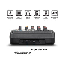 Load image into Gallery viewer, Audio Mixer D Debra Audio 4/6-Channel DJ Mixer Console with MP3 USB Bluetooth, Sound Mixing Board for Live, Wedding, Party, Recording Broadcast