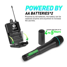 Load image into Gallery viewer, D Debra Audio AU800 Pro UHF 8 Channel Wireless Microphone System with Cordless Handheld Lavalier Headset Mics, Metal Receiver, Ideal for Karaoke Church Party