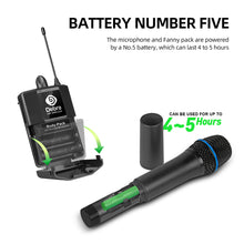 Carregar imagem no visualizador da galeria, D Debra Audio AU200 Pro UHF 2 Channel Wireless Microphone System with Cordless Handheld Lavalier Headset Mics, Metal Receiver, Ideal for Karaoke Church Party