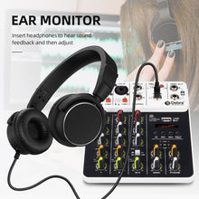 Load image into Gallery viewer, Audio Mixer D Debra Audio V4 4-channel DJ Mixer Console with MP3 USB Bluetooth, 48V Phantom Power, Sound Mixing Board for Live, Wedding, Party, Recording Broadcast