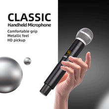 Laden Sie das Bild in den Galerie-Viewer, D Debra PRO X7 UHF Wireless Microphone System with Dual Handheld Mic Have Optical, Coaxial Input, Compatible with Active Speaker, TV, for Home Karaoke